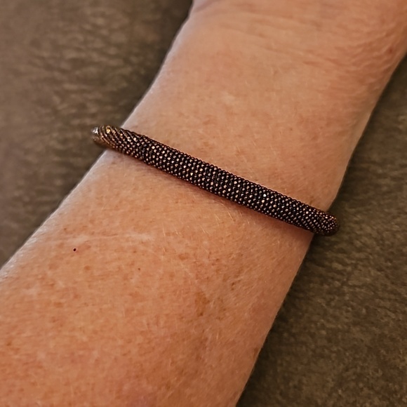 Bronze Metallic Silver Plated Stardust Magnetic Clasp Tube Bracelet - Picture 7 of 7